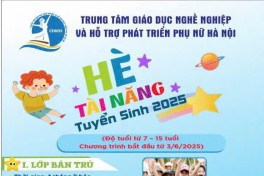 Trung tâm giáo dục nghề nghiệp và hỗ trợ phát triển phụ nữ Hà Nội : Tuyển sinh chương trình “Hè tài năng” giành cho trẻ từ 7 đến 15 tuổi