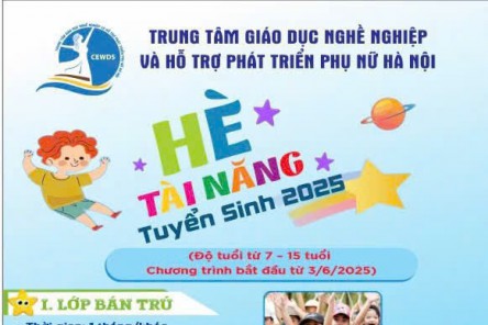 Trung tâm giáo dục nghề nghiệp và hỗ trợ phát triển phụ nữ Hà Nội : Tuyển sinh chương trình “Hè tài năng” giành cho trẻ từ 7 đến 15 tuổi