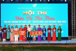 Rộn ràng ngày hội dân vũ thể thao của phụ nữ phường Chương Mỹ